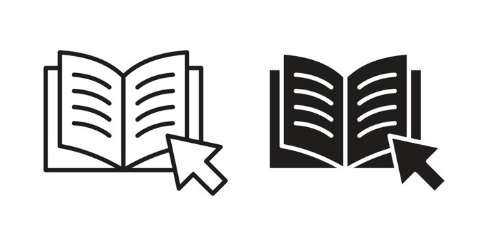 E-book icon in black stroke eps vector graphic