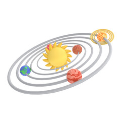 Solar System Orbit Diagram 3D Illustration © rozikan