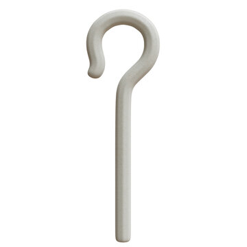 Shepherd crook or heka scepter isolated on white, transparent. ancient Egyptian symbol, 3d
