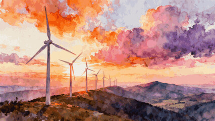 Natural Wind Force Power of the Wind isolated watercolor vector illustration svg © Arun168