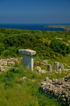 Taula from Sa Torreta (White Tower), Parc natural de s' Albufera des Grau, Menorca, Biosphere Reserve, Balearic Islands, Spain