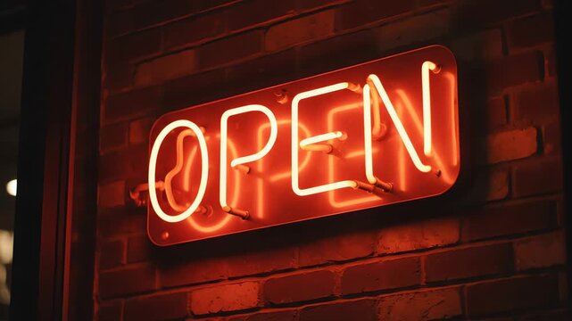 Neon Open sign with flicker 4k video background