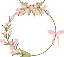 Fototapeta premium Сoquette Tulip Flowers Frame