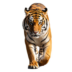 Obraz premium Majestic tiger walking gracefully through its natural habitat isolated on white background, illustration