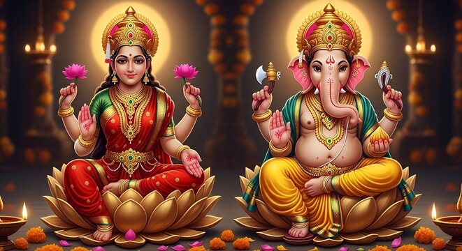 Goddess Laxmi, Lord Ganesha
