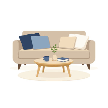 Inviting sofa with coffee table and decor