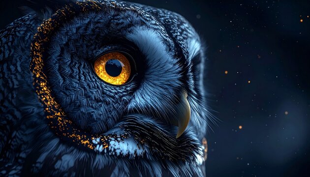Mystical Owl Portrait - A Nighttime Gaze into the Soul of the Forest.