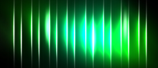 Bright green lines create visual soundwave effect. Gradient shades suggest energy, motion, vibrant digital display.