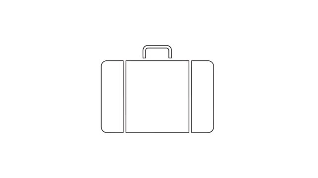 Briefcase outline icon representing travel and business with a simple minimalist design on a white background for easy integration.