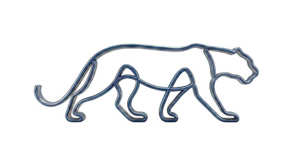 Obraz premium Outline of a dark blue panther walking on a white background