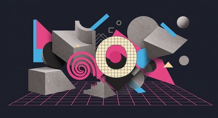 Fototapeta premium Abstract geometric shapes on dark background