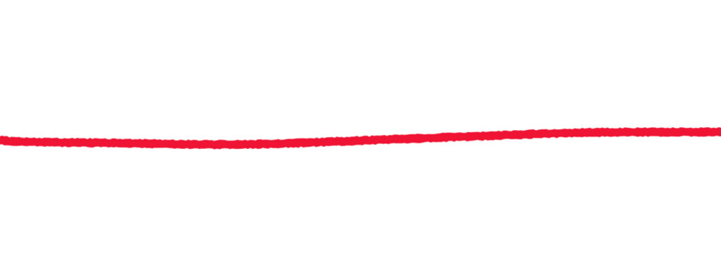 Red thread or yarn with pin for sewing and embroidery. Continuous thin cotton line with simple textile texture isolated on background. Sewing element for craft or textile design.