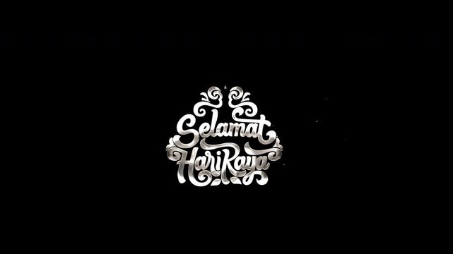 Selamat hari raya greeting in indonesian malay on black. Perfect for malaysian festival designs, social media posts, and festive decorations.