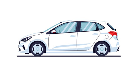 Obraz premium Side view of a modern white hatchback car illustration, a compact vehicle for urban and personal transportation.