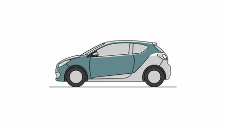 Fototapeta premium Detailed illustration of a compact two-door car with a modern design and two-tone color scheme, viewed from the side.