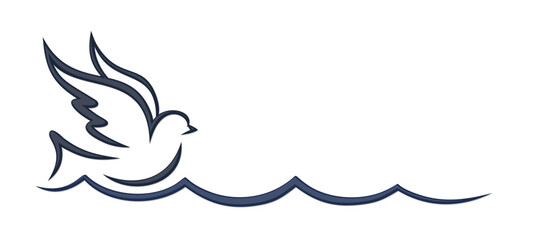 The symbol of a bird flying over wave.  © designer_an