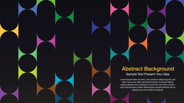 Modern vector background featuring dark rounded pillars and vibrant geometric accents. Perfect for 16:9 banners, website, cover page, corporate presentations, and creative projects.