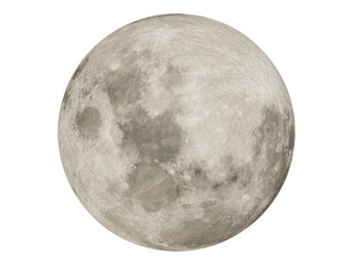 Naklejka premium High-quality full moon isolated for sci-fi movie space travel and sci-fi projects concept.