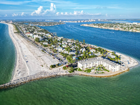 St. Pete Beach near Saint Petersburg Florida Pass-a-Grille Beach sea from above aerial view photography in St Pete Beach, United States