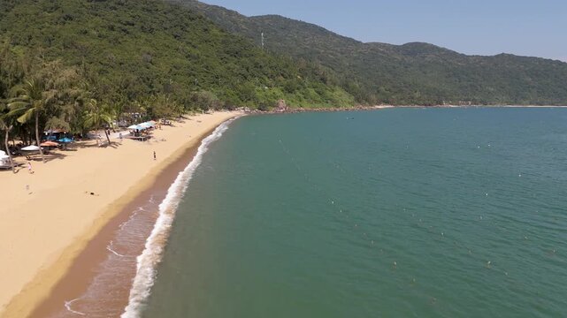 Fly over beach at Ban dao son tra in Da Nang