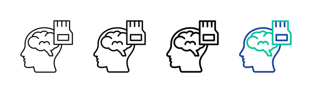 Brain Memory Icon Collection Different Style Outline