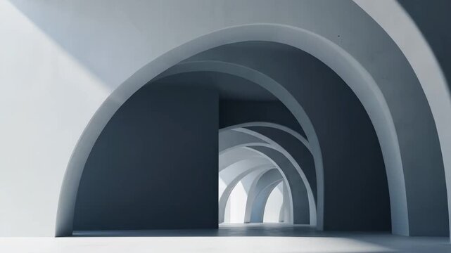 Modern architectural interior with arched structure and shadows