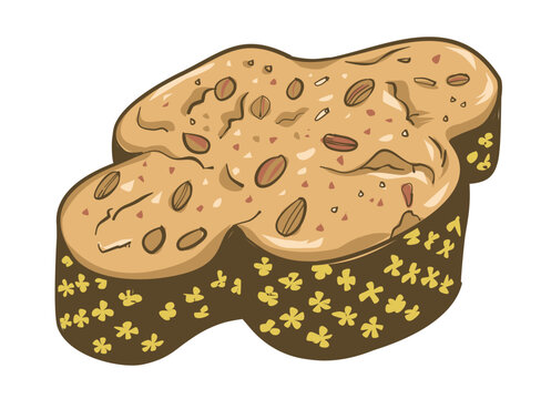 Colomba italian easter bread. Colorful vector drawind illustration. Typical Italian easter cake. vector illustration