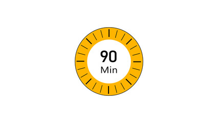 90 min clock icon illustration. clock 90 minutes isolated on white background illustration. and creating a stunning illustration.4k illustration.