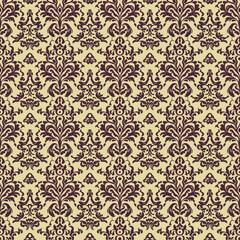 Fototapeta premium Ornamental vintage wallpaper featuring luxurious damask floral motifs and symmetrical baroque decoration