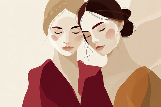 Minimal Emotional Portrait Illustration Connection Concept