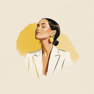 Peaceful Reflection Emotional Portrait Illustration