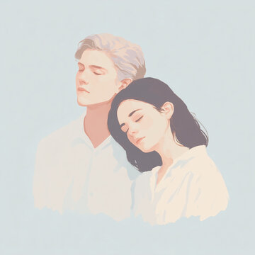 Romantic Emotional Portrait Illustration