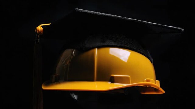 Building the Future: A construction helmet symbolizes knowledge and the aspiration for a brighter future. It represents the potential of education within the construction sector.