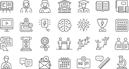 Collection of flat design vector icons representing education work science and daily activities © md