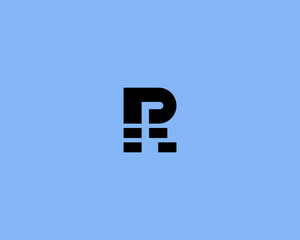 Fototapeta premium Modern letter R vector logo monogram built from geometric blocks in minimal style. Bold alphabet symbol for technology companies, digital startups, corporate branding and modern business identity.