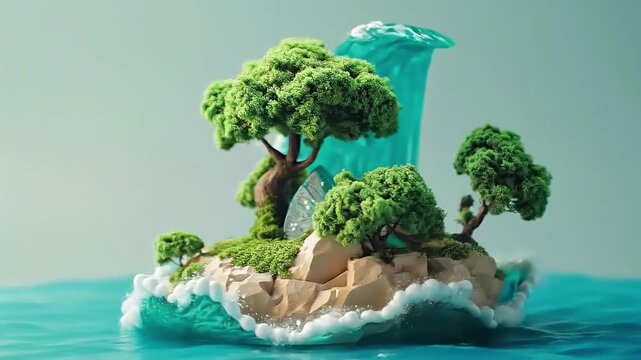 Abandoned skull shaped rock in clay low poly isometric 3D style 4K Videos