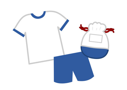 体操着と体操着入れ（ナップザック）のイラストセット