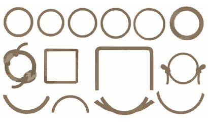 Set of decorative rope frames and circular rope borders isolated on white background vector illustration © MstMonisha