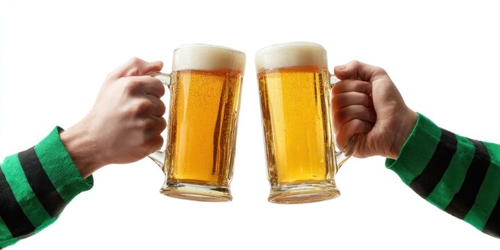 Cheers with frothy beer mugs.
