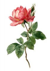 Obraz premium Elegant vintage rose botanical illustration.