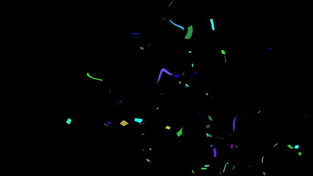 Festive Celebration Confetti Blast Isolated - Realistic 3D Particle Animation for Birthday and New Year, Alpha Matte, 4K