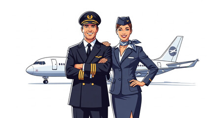 Airplane pilot and flight attendant. © milah