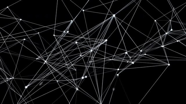 Black Background With Web Design. Abstract Data Network Visualization With Smooth Animated Connections