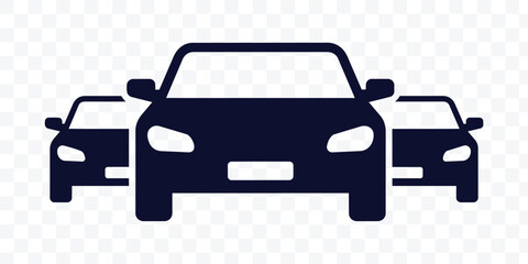 Obraz premium Modern Car Icon Vector Set. Front View Transportation, Traffic and Automotive Vehicle Symbol. Minimalist Fleet Illustration.