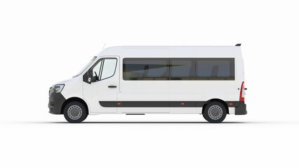White Passenger Van Minibus Mockup for Shuttle and Tourism Services © muhammedali