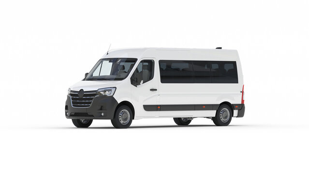 White Passenger Van Minibus Mockup for Shuttle and Tourism Services