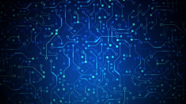 Abstract red circuit board pattern animation with glowing digital connections and nodes, futuristic technology and cyber security background concept