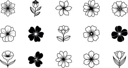 Black and white flower flowers line floral © GR Graphics