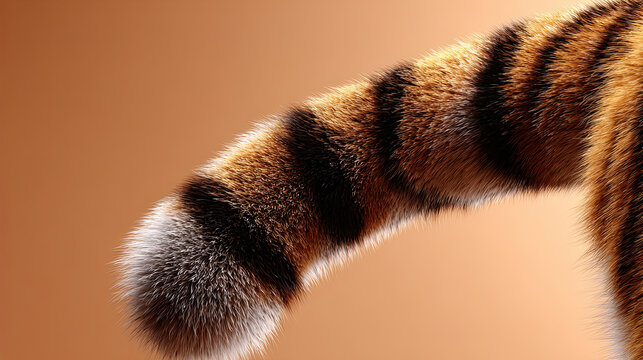 Striped cat tail closeup