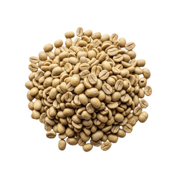 Pile of raw green coffee beans